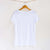 Camiseta blanca de mujer, de algodón orgánico y estampada a mano con tintas ecológicas.